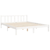 Bed Frame without Mattress White King Size Solid Wood Pine 3192237