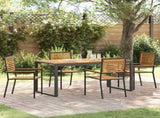 Garden Dining Set 5 pcs Black and Brown Poly Rattan 3365475