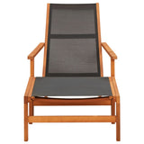 Garden Chair with Footrest Solid Eucalyptus Wood and Textilene 48700