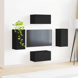 TV Cabinet Set 4 pcs Black Engineered Wood 3409151
