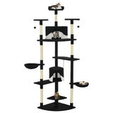 Cat Tree with Sisal Scratching Posts 203 cm Black and White 170530