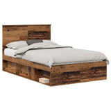 Bed Frame with Headboard Old Wood 120 x 190 cm Solid Pine Wood 3411044