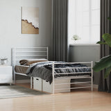 Metal Bed Frame without Mattress with Footboard White 90x190cm 352378