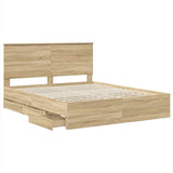 Bed Frame with Drawer Sonoma Oak 160 x 200 cm Engineer Wood 3411098