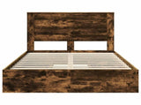 Storage Bed with Drawer Smoked Oak 135 x 190 cm Engineered Wood 3410252