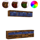5 Piece TV Wall Units with LED Smoked Oak Engineered Wood 3216722