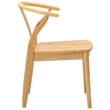 Dining Chair 2 pcs Natural Solid Rubber Wood 42020414
