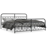 Metal Bed Frame without Mattress with Footboard Black 200x200cm 377142