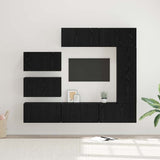 TV Cabinet Set Wall-mounted 8 pcs Black Oak Engineered Wood 3393133
