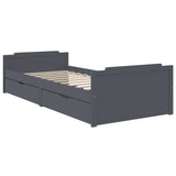 Bed Frame Dark Grey Solid Pine Wood Single Bed Frame 322163