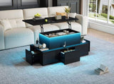 100*50*40cm liftable coffee table with 4 drawers, high-gloss side table with LED lighting, sofa N605P374201B
