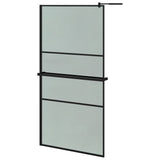 ZNTS Walk-in Shower Wall with Shelf Black 100x195 cm ESG Glass&Aluminium 3185478