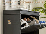 Two-Drawer Minimalistic 10-Shoe Cabinet - Black T3398P423894