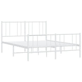Metal Bed Frame without Mattress with Footboard White 135x190cm 352546