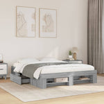 ZNTS Bed Frame without Mattress Grey Sonoma 150x200 cm King Size Engineered Wood 3295469