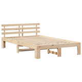 Bed Frame with Headboard Natural 140 x 190 cm Solid Pine Wood 872614