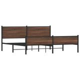 Metal Bed Frame without Mattress Brown Oak 193x203 cm 3301417