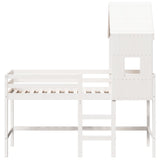 ZNTS Loft Bed with Ladder and Roof without Mattress White 90x200 cm 3282025