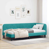 Corner Bed Frame with Headboard Turquoise 100 x 200 cm Velvet 42016624