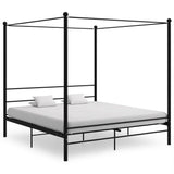 Canopy Bed Frame without Mattress Black Metal 200x200 cm 325069