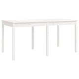 7 Piece Garden Dining Set White Solid Wood Pine 3154714