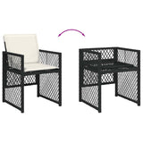 17 Piece Garden Dining Set with Cushions Black Poly Rattan 3210891
