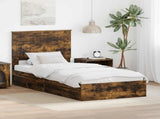 Storage Bed with Drawer Smoked Oak 90 x 190 cm Engineered Wood 3411254