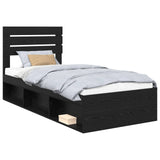 Bed Frame with Headboard Black 90 x 190 cm Solid Pine Wood 3411464