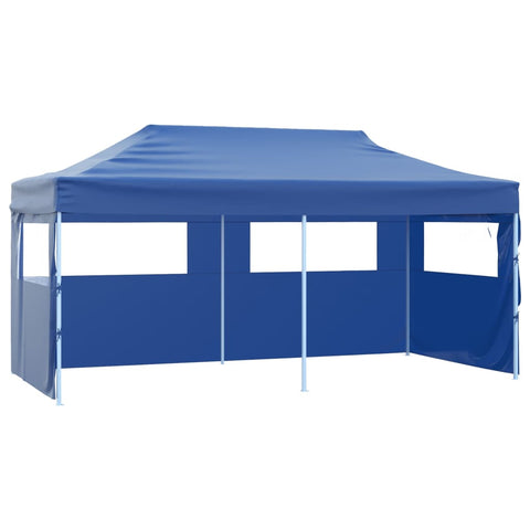 Professional Folding Party Tent with 4 Sidewalls 3x6 m Steel Blue 48865
