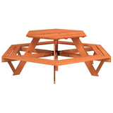 Picnic Table for 6 Kids with Umbrella Hexagon Solid Wood Fir 3281628