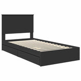 Storage Bed with Headboard Black 100 x 200 cm Engineered Wood 3411237