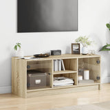 TV Cabinet with Glass Doors Sonoma Oak 102x37x42 cm 836373