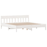 Bed Frame without Mattress White 200x200 cm Solid Wood Pine 3306994
