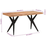 Dining Table Black 140x70x76 cm Solid Wood Acacia 351640