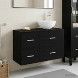 Bathroom Furniture Set 2 pcs Black Oak Engineered Wood 3403945