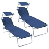 Sun Lounger Folding 2 pcs Blue 58 x 188 x 77cm Polyester 42003059
