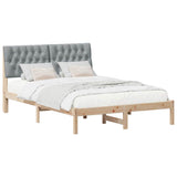 Bed Frame Light Grey 140 x 190 cm Solid Pine Wood 878824