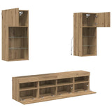 TV Wall Units with LED Artisan Oak Engineered Wood 3402981