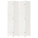 Room Divider 4 Panels White Solid Wood Paulownia 358836