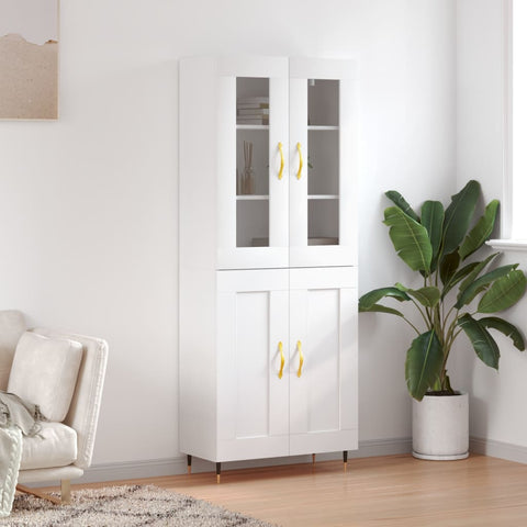 Highboard White 69.5x34x180 cm Engineered Wood 3198321