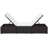 Sun Lounger with Cream White Cushion Poly Rattan Brown 317105