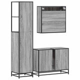 ZNTS 3 Piece Bathroom Furniture Set Grey Sonoma Engineered Wood 3301183