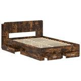 Bed Frame with Storage Smoked Oak 120 x 190 cm Engineered Wood 3433738