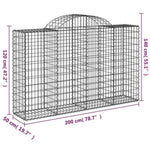 Arched Gabion Baskets 11 pcs 200x50x120/140 cm Galvanised Iron 3146350