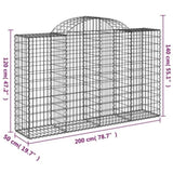 Arched Gabion Baskets 11 pcs 200x50x120/140 cm Galvanised Iron 3146350