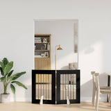 Dog Gate with Stands 2 pcs Black Oak 60 x 80 cm Engineered Wood 892091