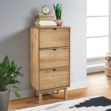 Shoe Cabinet OTTA with 3 Drawers Brown Solid Wood Pine 351309