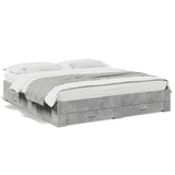 Bed Frame with Drawers without Mattress Concrete Grey 200x200 cm 3280359