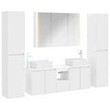 Bathroom Furniture Set 6 pcs White Engineered Wood and Glass 3407231