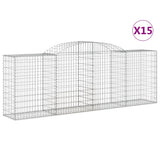Arched Gabion Baskets 15 pcs 300x50x100/120 cm Galvanised Iron 3146713